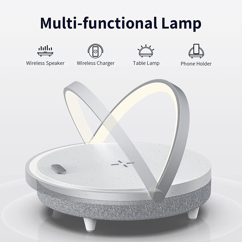 Music Bedside Lamp with Wireless Charger, 4 in 1 Touch Lamp
